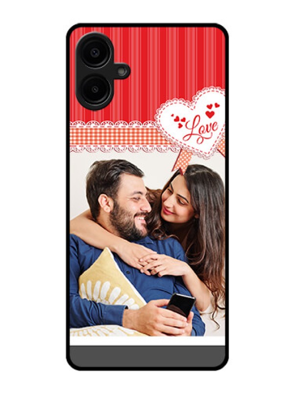 Custom Galaxy F06 Custom Glass Phone Case - Red Love Pattern Design