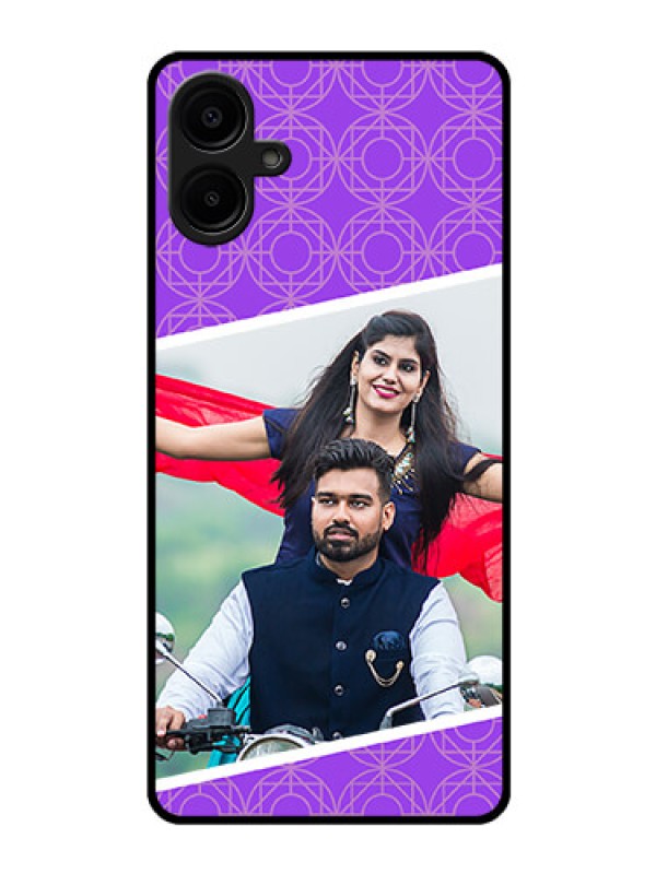 Custom Galaxy F06 Custom Glass Phone Case - Violet Color Pattern Design