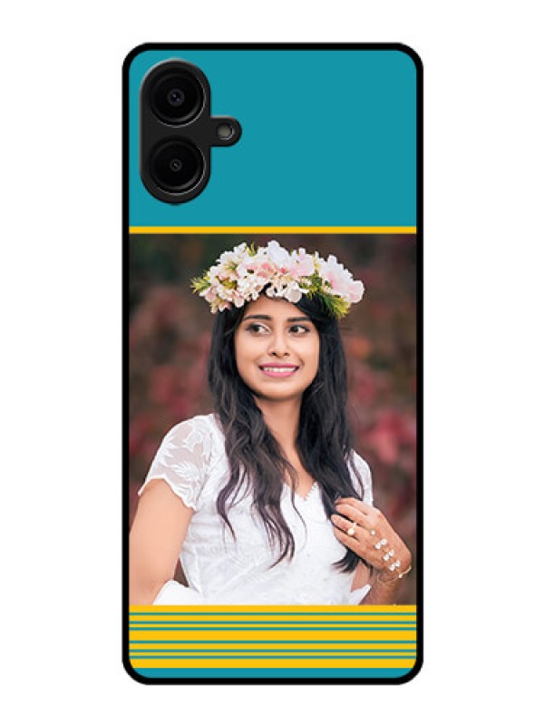 Custom Galaxy F06 Custom Glass Phone Case - Yellow and Blue Design
