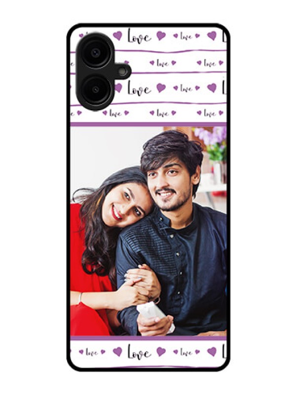 Custom Galaxy F06 Custom Glass Phone Case - Couples Heart Design