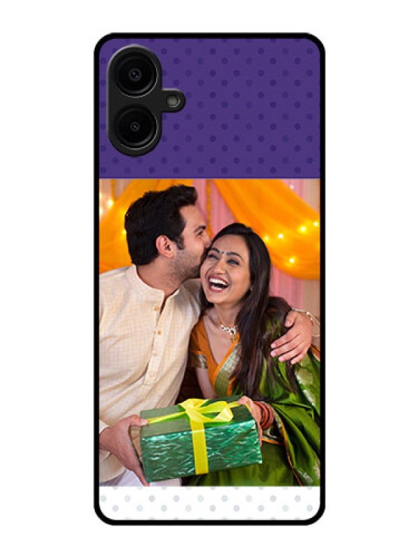Custom Galaxy F06 Custom Glass Phone Case - Violet Colored Pattern Design