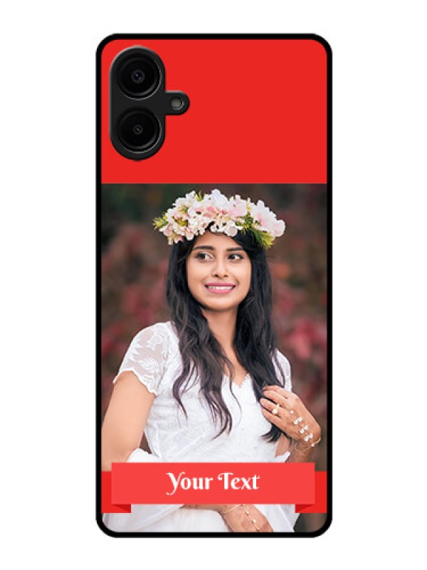 Custom Galaxy F06 Custom Glass Phone Case - Simple Red Color Design