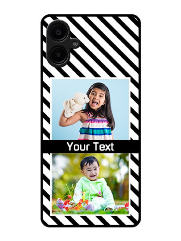 Custom Galaxy F06 Custom Glass Phone Case - Black And White Stripes Design