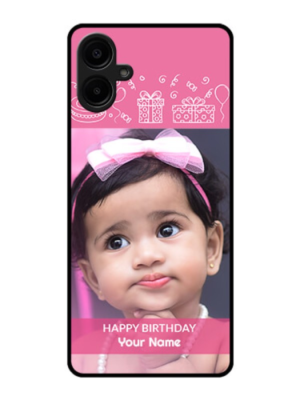 Custom Galaxy F06 Custom Glass Phone Case - With Birthday Line Art Design