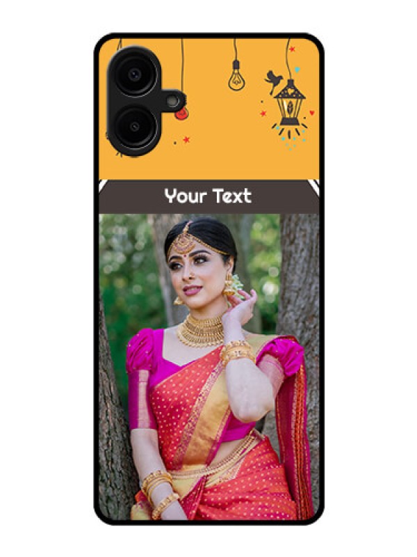 Custom Galaxy F06 Custom Glass Phone Case - With Family Picture And Icons