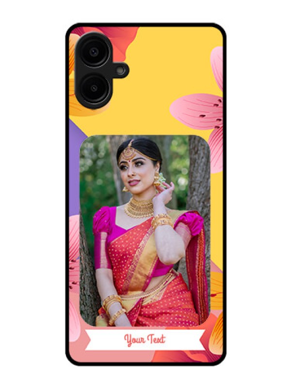 Custom Galaxy F06 Custom Glass Phone Case - 3 Image With Vintage Floral Design