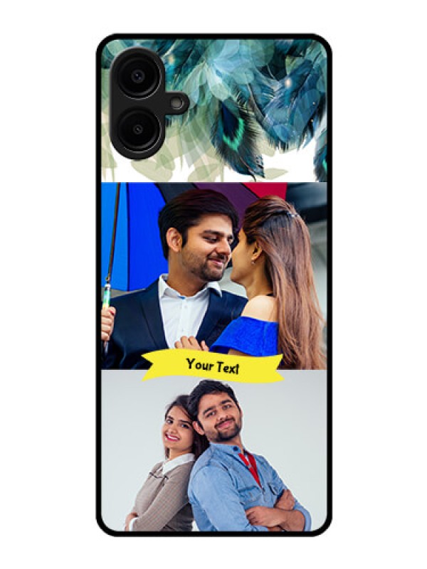 Custom Galaxy F06 Custom Glass Phone Case - Image With Boho Peacock Feather Design