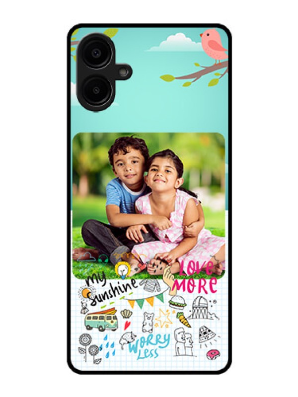 Custom Galaxy F06 Custom Glass Phone Case - Doodle Love Design