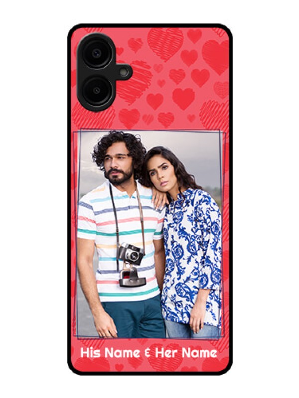 Custom Galaxy F06 Custom Glass Phone Case - With Red Heart Symbols Design
