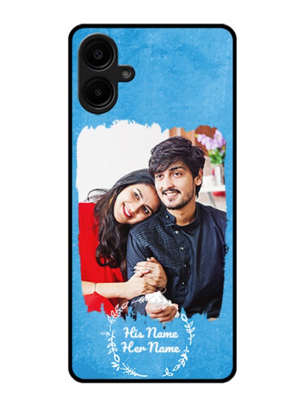 Custom Galaxy F06 Custom Glass Phone Case - Blue Color Vintage Design
