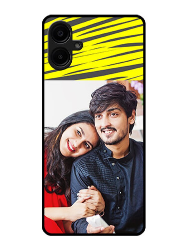 Custom Galaxy F06 Custom Glass Phone Case - Yellow Abstract Design