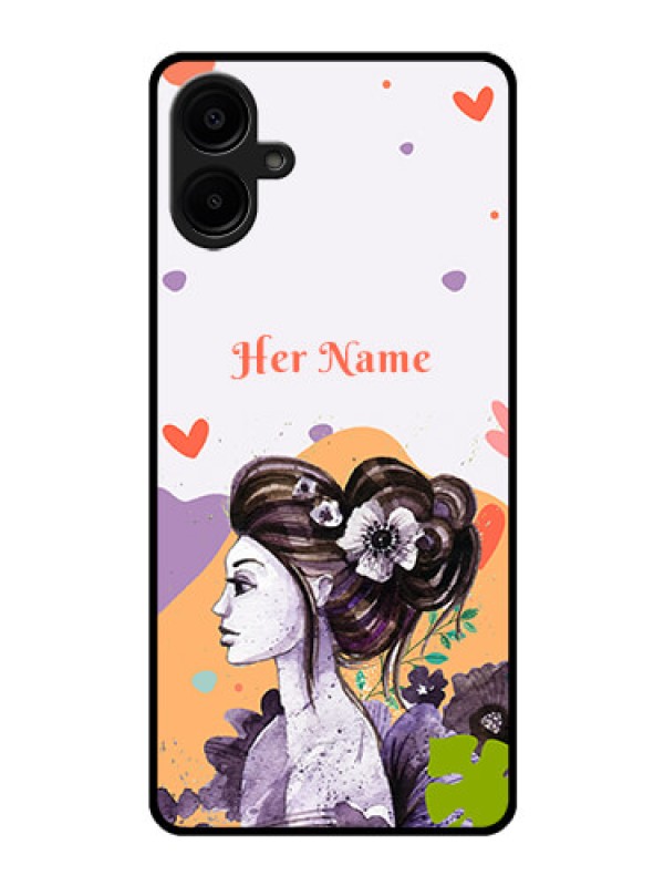 Custom Galaxy F06 Custom Glass Phone Case - Woman And Nature Design