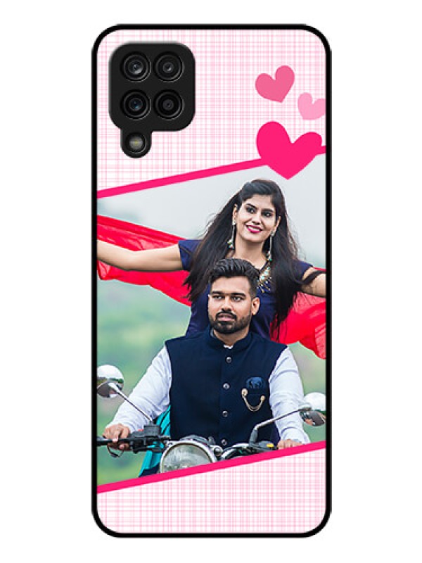 Custom Galaxy F12 Custom Glass Phone Case - Love Shape Heart Design
