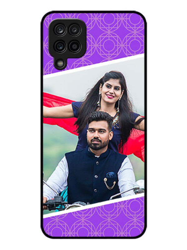 Custom Galaxy F12 Custom Glass Phone Case - Violet Pattern Design