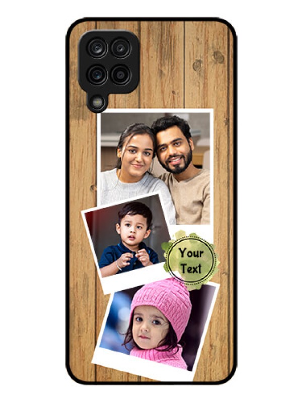 Custom Galaxy F12 Custom Glass Phone Case - Wooden Texture Design