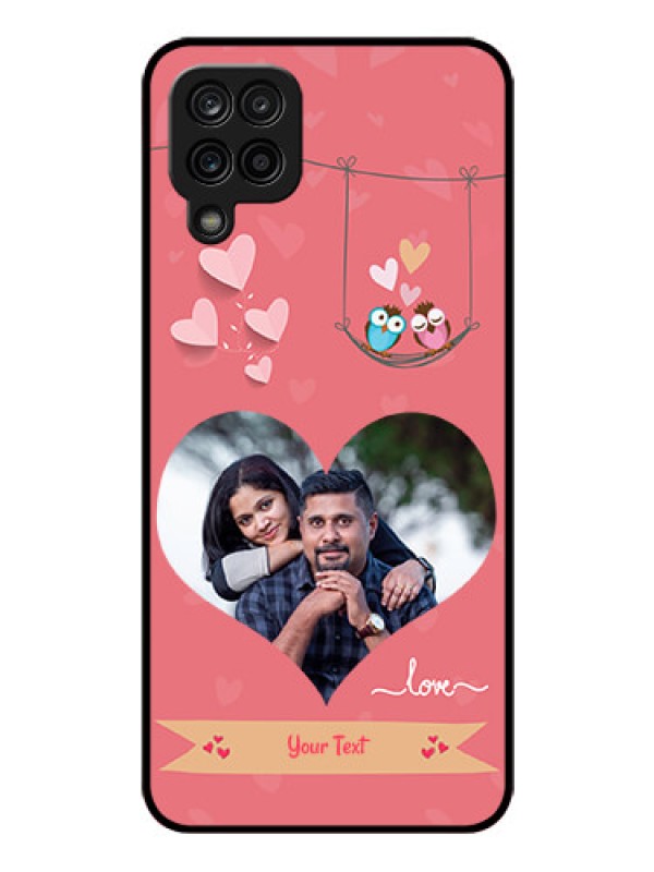 Custom Galaxy F12 Personalized Glass Phone Case - Peach Color Love Design 