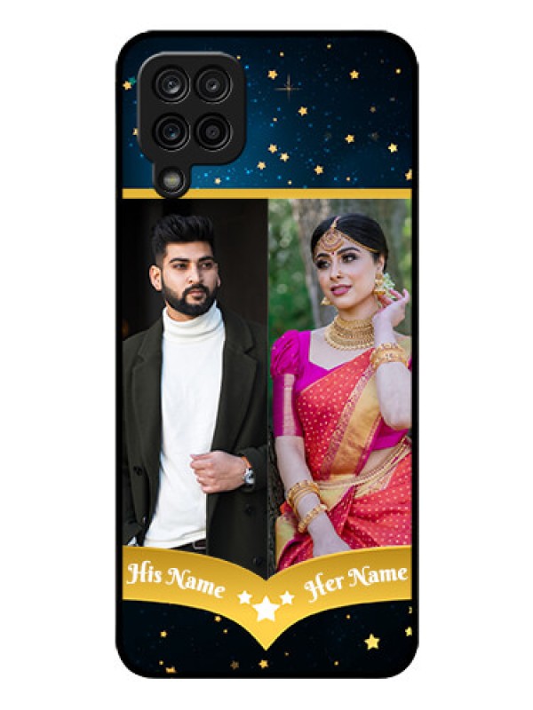 Custom Galaxy F12 Custom Glass Phone Case - Galaxy Stars Backdrop Design