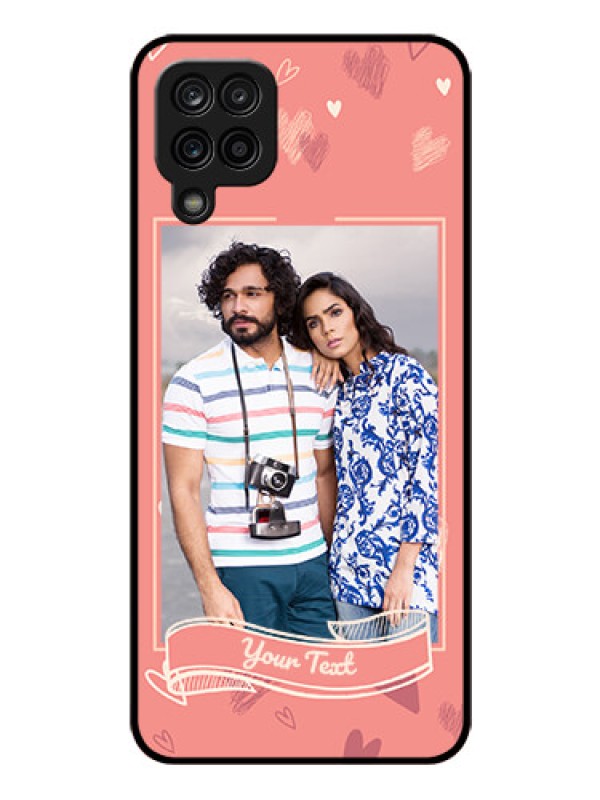 Custom Galaxy F12 Custom Glass Phone Case - Love doodle art Design