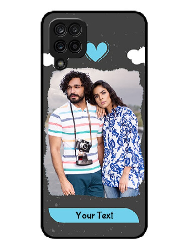 Custom Galaxy F12 Custom Glass Phone Case - Splashes with love doodles Design