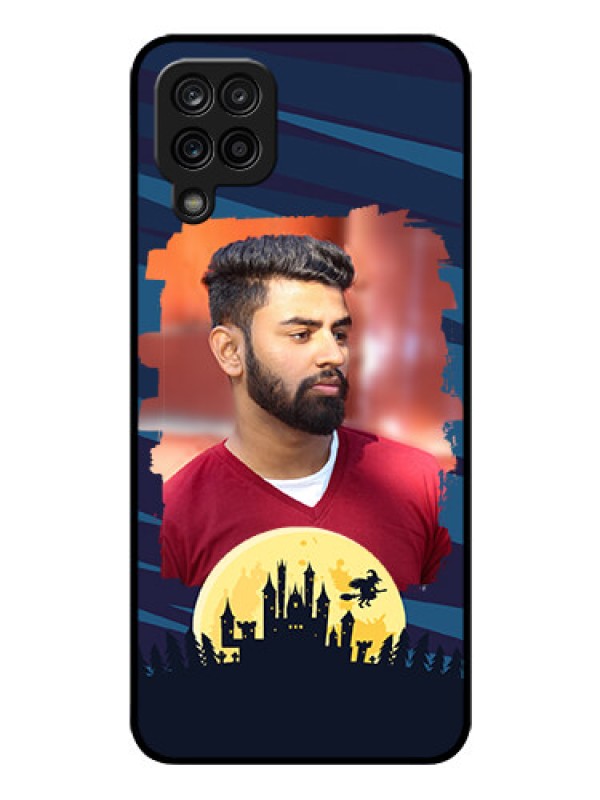 Custom Galaxy F12 Photo Printing on Glass Case - Halloween Witch Design 