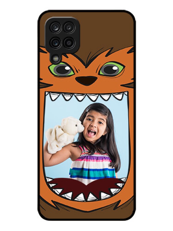 Custom Galaxy F12 Photo Printing on Glass Case - Owl Monster Back Case Design