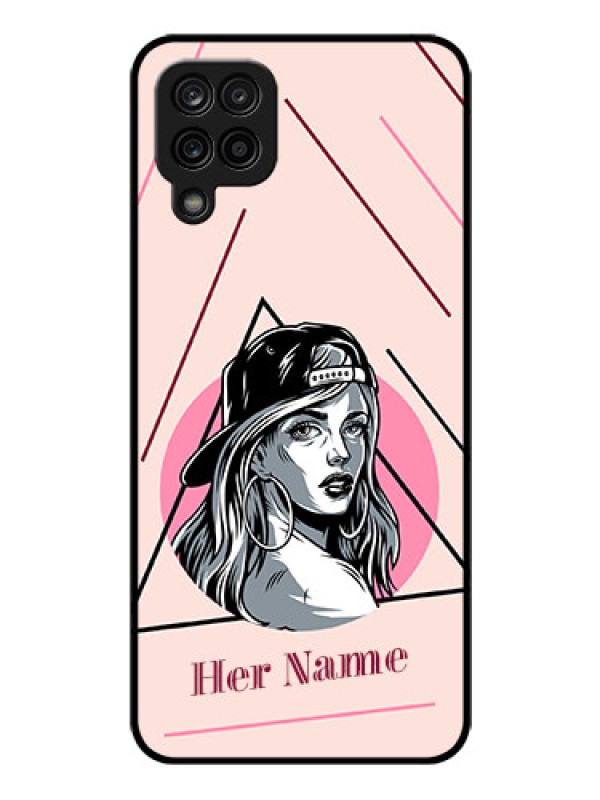 Custom Galaxy F12 Personalized Glass Phone Case - Rockstar Girl Design