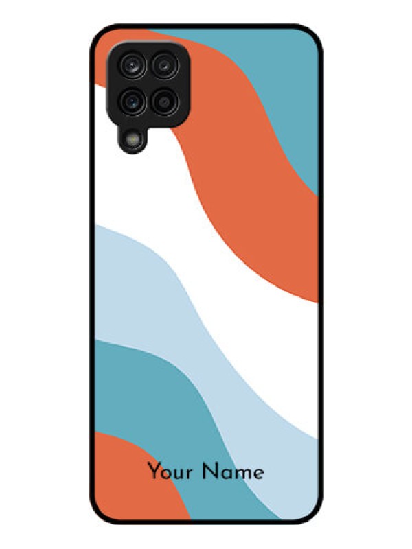 Custom Galaxy F12 Custom Glass Mobile Case - coloured Waves Design