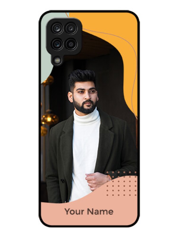 Custom Galaxy F12 Personalized Glass Phone Case - Tri-coloured overlay design