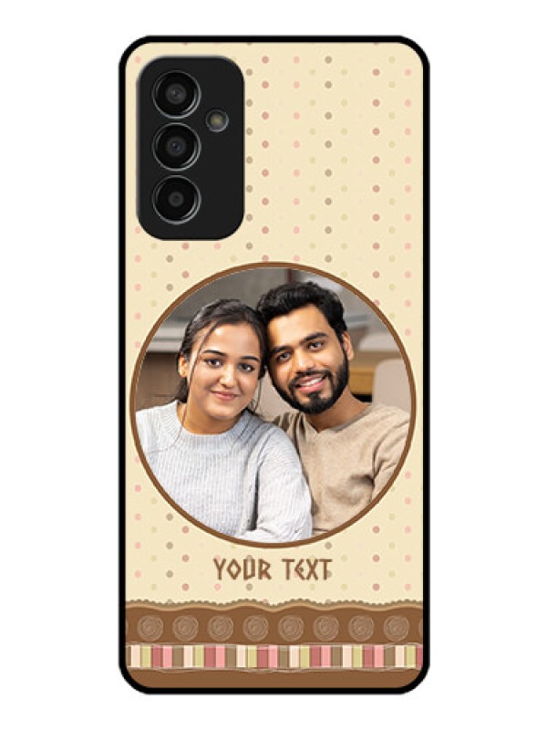 Custom Galaxy F13 Custom Glass Mobile Case - Brown Dotted Mobile Case Design
