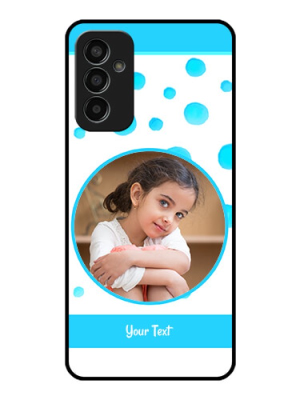 Custom Galaxy F13 Photo Printing on Glass Case - Blue Bubbles Pattern Design