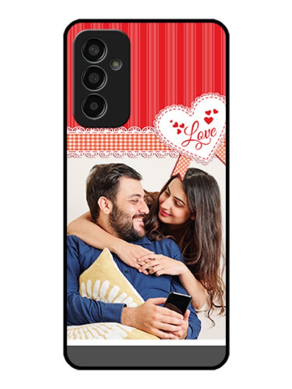 Custom Galaxy F13 Custom Glass Mobile Case - Red Love Pattern Design