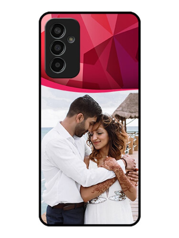 Custom Galaxy F13 Custom Glass Mobile Case - Red Abstract Design