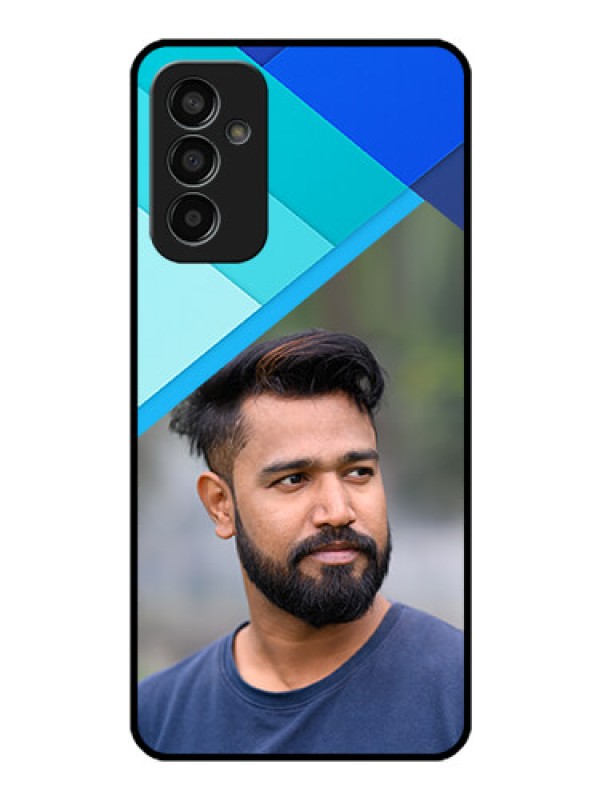 Custom Galaxy F13 Custom Glass Phone Case - Blue Pattern Design