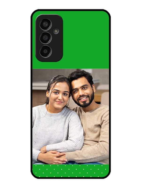 Custom Galaxy F13 Personalized Glass Phone Case - Green Pattern Design