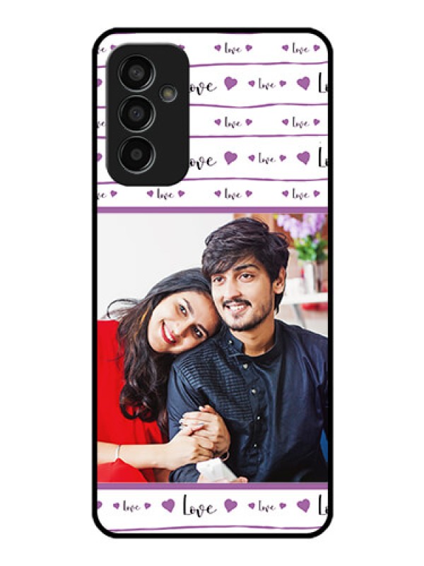 Custom Galaxy F13 Custom Glass Mobile Case - Couples Heart Design