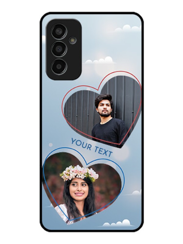 Custom Galaxy F13 Custom Glass Mobile Case - Blue Color Couple Design