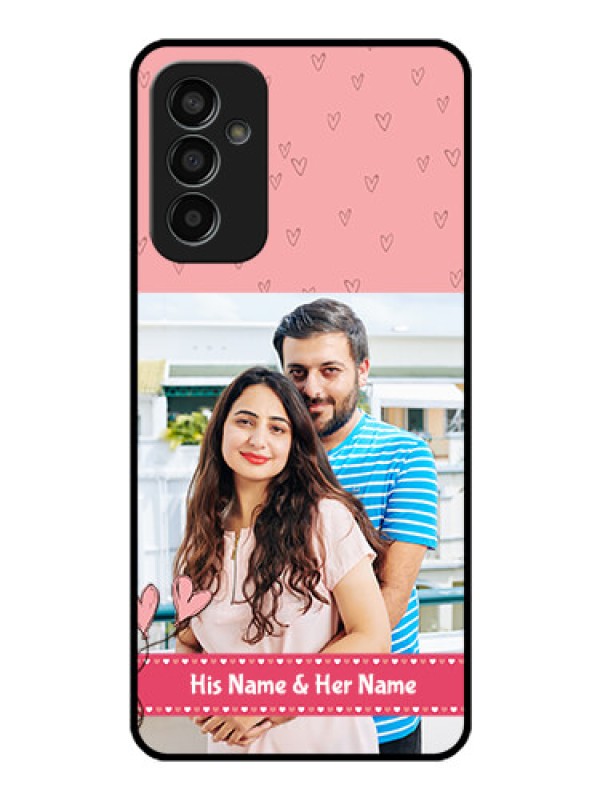 Custom Galaxy F13 Personalized Glass Phone Case - Love Design Peach Color