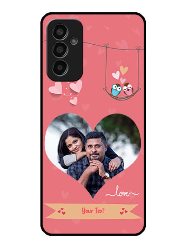 Custom Galaxy F13 Personalized Glass Phone Case - Peach Color Love Design