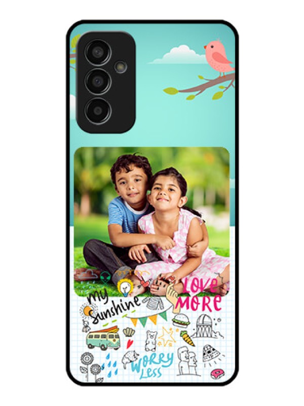 Custom Galaxy F13 Photo Printing on Glass Case - Doodle love Design