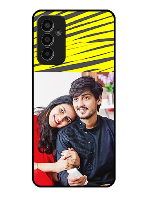 Custom Galaxy F13 Photo Printing on Glass Case - Yellow Abstract Design