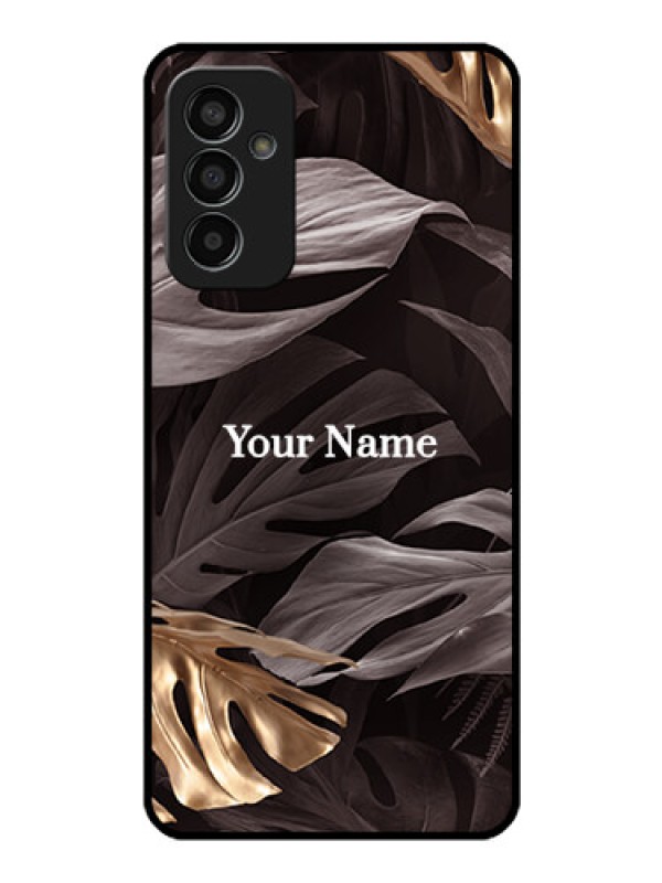 Custom Galaxy F13 Personalised Glass Phone Case - Wild Leaves digital paint Design