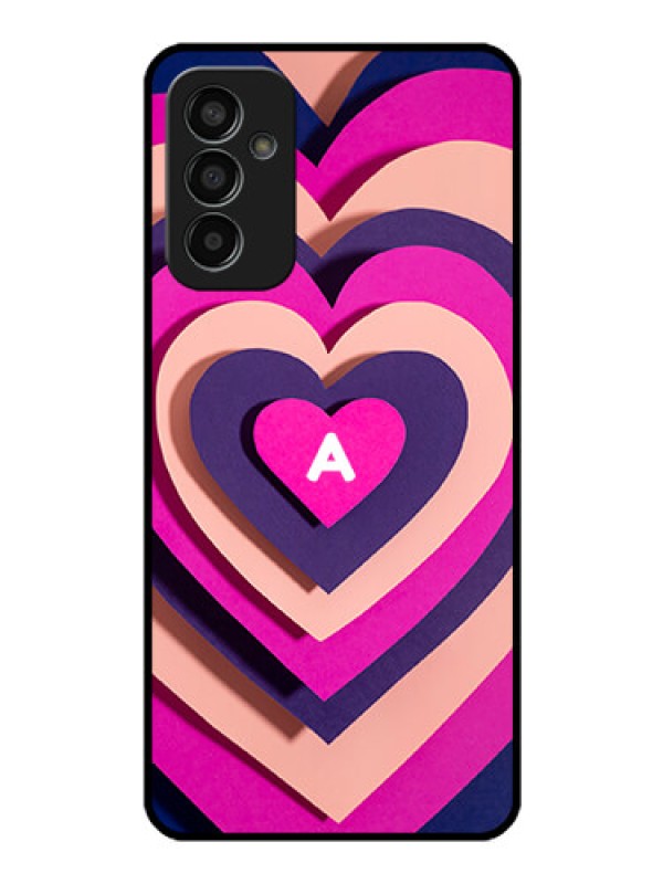 Custom Galaxy F13 Custom Glass Mobile Case - Cute Heart Pattern Design