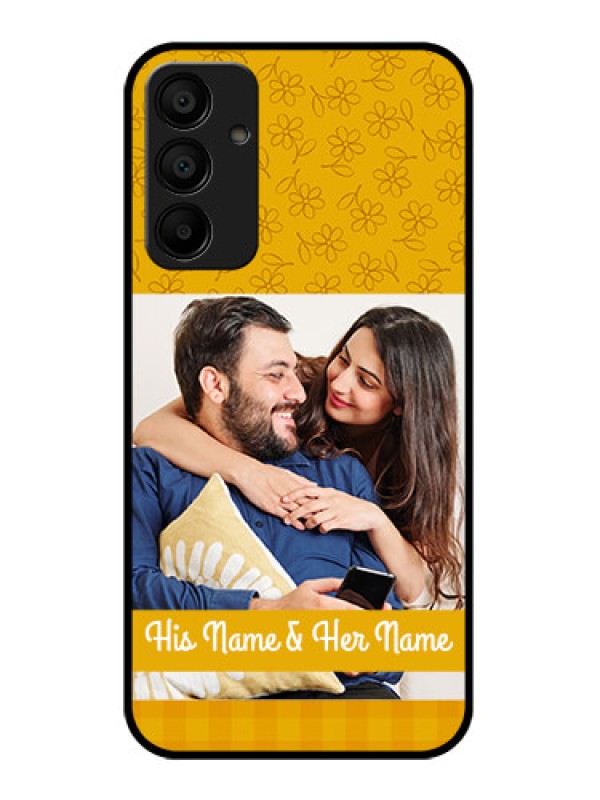 Custom Galaxy F15 5G Custom Glass Phone Case - Yellow Floral Design