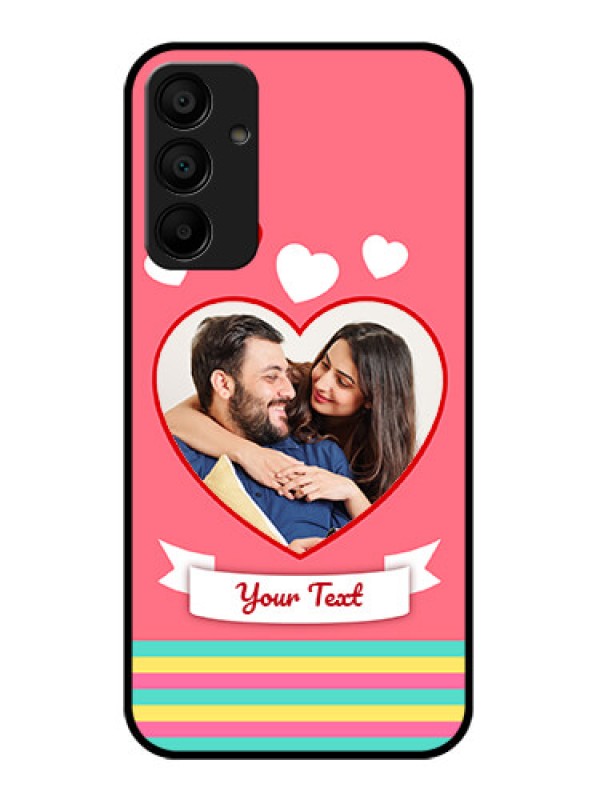 Custom Galaxy F15 5G Custom Glass Phone Case - Love Shapes Doodle Design