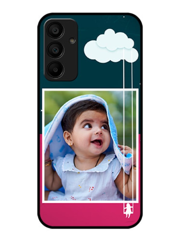 Custom Galaxy F15 5G Custom Glass Phone Case - Cute Girl With Cloud Design