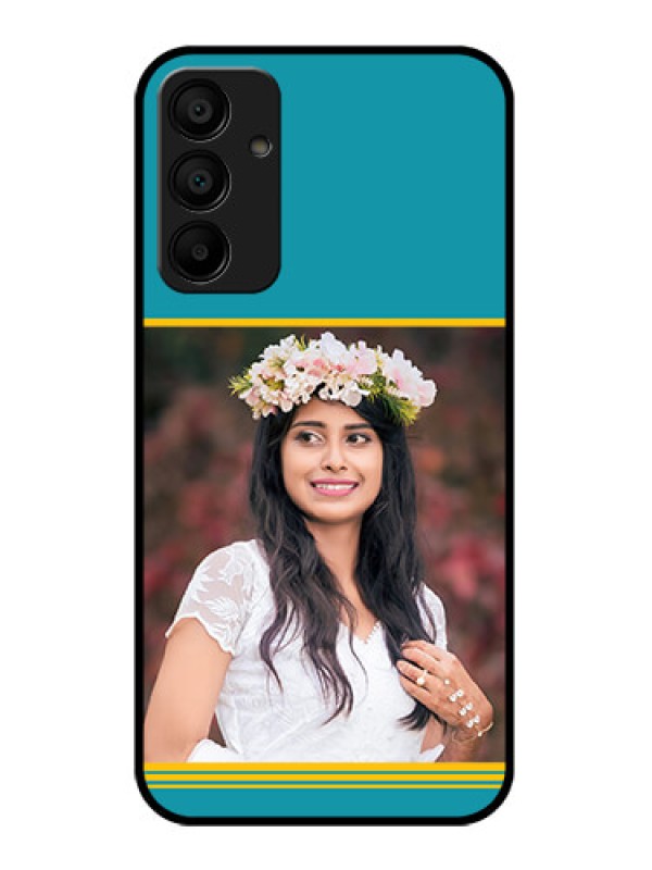 Custom Galaxy F15 5G Custom Glass Phone Case - Yellow & Blue Design