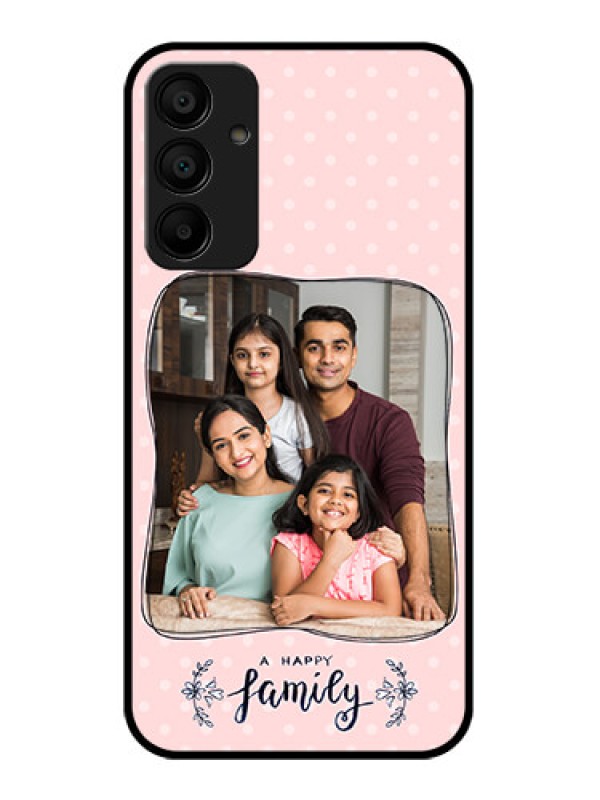 Custom Galaxy F15 5G Custom Glass Phone Case - Family With Dots Design