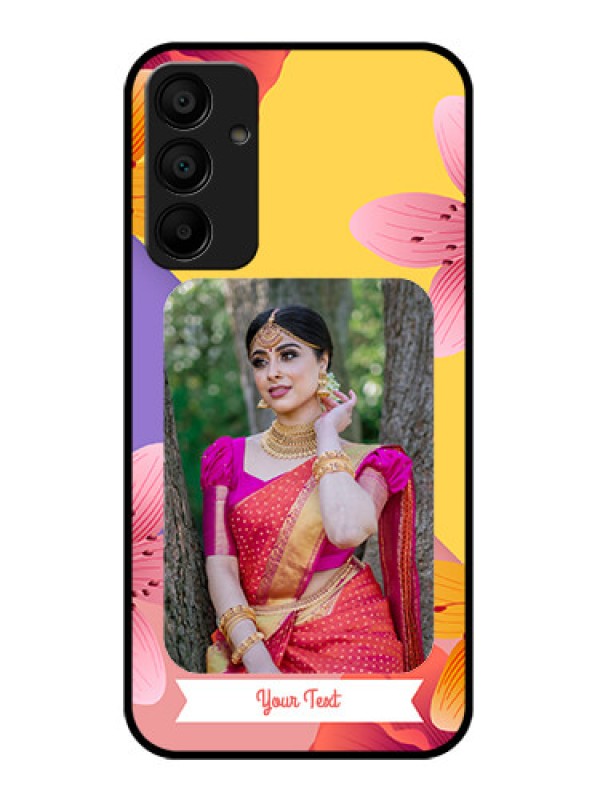 Custom Galaxy F15 5G Custom Glass Phone Case - 3 Image With Vintage Floral Design