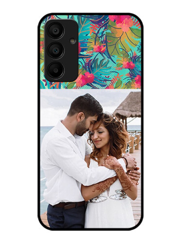 Custom Galaxy F15 5G Custom Glass Phone Case - Watercolor Floral Design