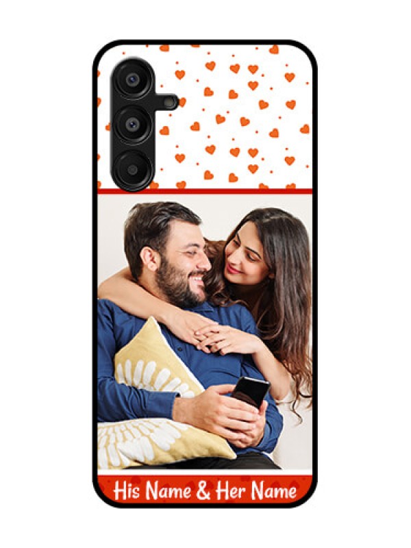 Custom Galaxy F16 5G Custom Glass Phone Case - Orange Love Symbol Design